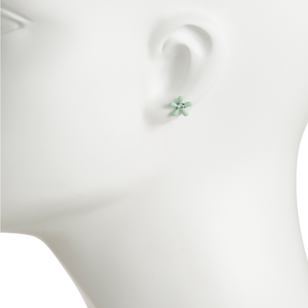 Betsey Johnson Mint Green Flower Stud Earrings. Three Pairs Mismatch